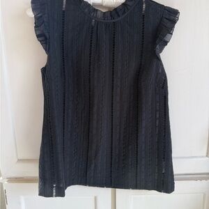 JCrew eyelet blouse with fabric button closure in back, Size 2, like new